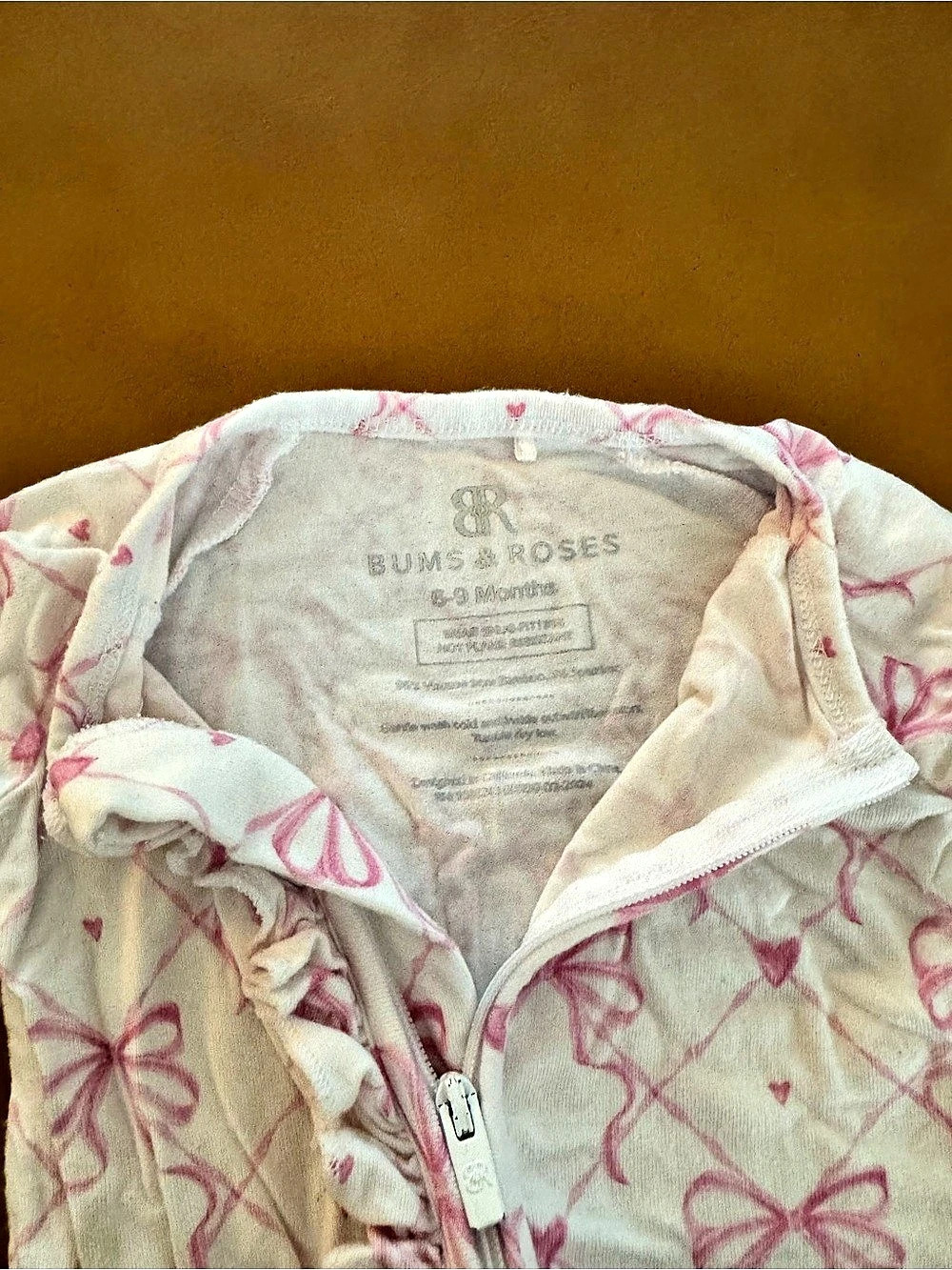 Bums & Roses Pink-a-Boo Ruffle Footie Pink & Cream - Picture 3 of 3